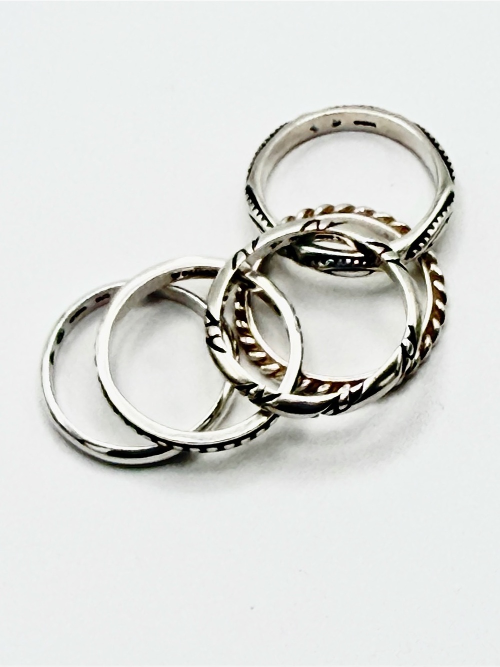 Silpada Sterling Silver “STACKS OF PLENTY” Set of 5 Unique Stacking Rings - Picture 12 of 15